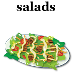  
				            <h7>Salads</h7>
				            <p>&nbsp;</p>
				            <h7>House</h7>
				            <p>Lettuce, tomato, cucumber, crotons, cheddar cheese and your choice of dressings (ranch, Caesar, blue cheese, 1000 island, blood orange shallot vinaigrette, Caribbean mango vinaigrette or Italian)</p>
				            <p>&nbsp;</p>
				            <h7>Chicken Caesar</h7>
				            <p>Lettuce, grilled chicken, Parmesan cheese, crotons, Caesar dressing</p>
				            <p>&nbsp;</p>
				            <h7>Cobb </h7>
				            <p>Lettuce, egg, tomato, grilled chicken, bacon, cucumber, blue cheese crumbles and your choice of dressing (ranch, Caesar, blue cheese, 100 island, blood orange shallot vinaigrette, Caribbean mango vinaigrette or Italian)				            </p>
				            <p>&nbsp;</p>
                            <h7>Southwestern Chicken</h7>
				         	<p>Lettuce, onions, tomato, chicken strips, bell pepper, cheddar cheese, corn, ranch, chipotle mayo and tortilla strips.</p>
                            <p>&nbsp;</p>
                            <h7>Chef</h7>
				         	<p>Lettuce, egg, tomato, turkey, ham, cucumber, cheddar cheese, crotons and your choice of dressing.</p>
                            <p>&nbsp;</p>